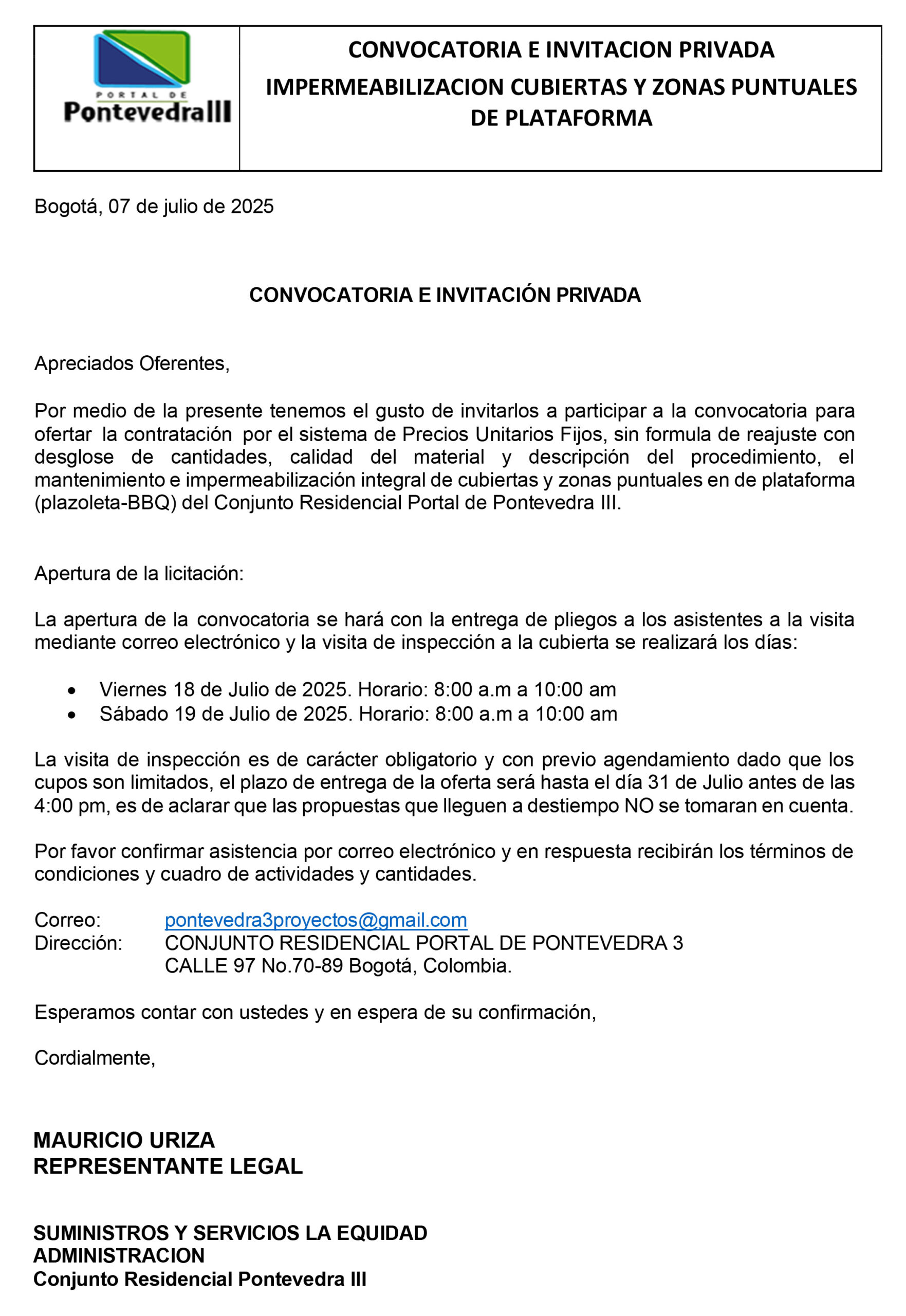 CONVOCATORIA CUBIERTA